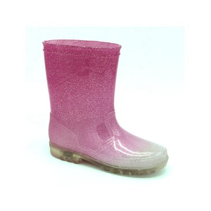 Tùy chỉnh thực hiện phổ biến nhất bán sáng bóng long lanh OEM giá rẻ trẻ em nhựa wellies khởi động thạch màu Hồng Bướm gumboots cho trẻ em - Product Image 6