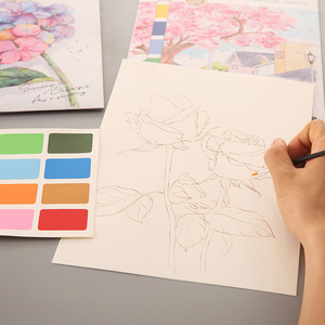 Libro de Colorear Creativo Multicolor con Acuarelas, Bloc de Dibujo para Aliviar el Estrés, Cuaderno de Bocetos, Regalo con Temática de Dibujos Animados para Pintar - Product Image 4
