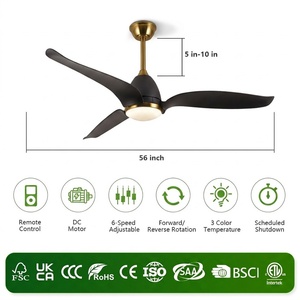<span class=keywords><strong>Ventilateur</strong></span> de <span class=keywords><strong>plafond</strong></span> décoratif de 56 pouces <span class=keywords><strong>avec</strong></span> pales en ABS, télécommande, moteur DC <span class=keywords><strong>silencieux</strong></span>, option Tuya Smart pour salon et salle à manger - Product Image 2