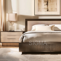 Moderne Innen möbel White Oak Reeding und Furniere Wohnzimmer Wohnzimmer High-End Schlafzimmer Shelter Bett mit Trittbrett