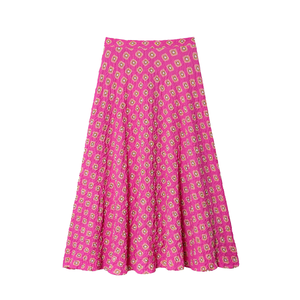 Nouvelle jupe mi-longue vintage à taille empire en tissu floral, fermeture éclair au dos, style décontracté et simple, mode féminine automne 2025 - Product Image 4