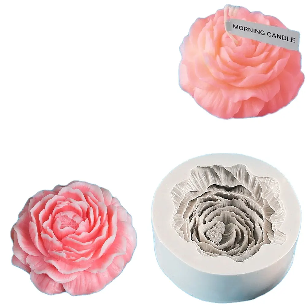 Hot selling large-size peony soap silicone mold diy drip mold aromatherapy gypsum soap candle silicone mold