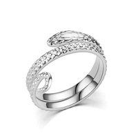 Bague Serpent Texturée en Acier Inoxydable, Anneau Ouvert, Bijou Tendance, En Stock, Vente en Gros