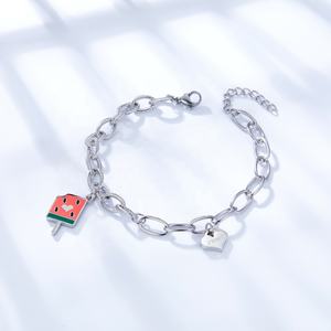 สร้อยข้อมือสแตนเลสทรงไอศกรีมหลากสีพร้อมจี้รูปหัวใจ ของขวัญสำหรับผู้หญิง - Product Image 2