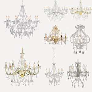 Lampadario a soffitto di lusso oro bianco cristallo acrilico lampadario per decorazione di nozze lampade a sospensione - Product Image 1