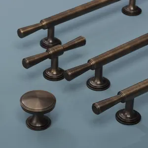 アンティーク真鍮ブロンズレトロビンテージ家具ハードウェアアクセサリーキッチンキャビネットドア銅ハンドルTバーノブ引き出し寝室 - Product Image 1