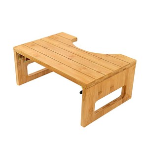 เก้าอี้กระโถนน้ำไม้ไผ่กันน้ำพับได้สำหรับใช้ในห้องน้ำปรับได้พร้อมที่วางเท้ากันลื่น - Product Image 1