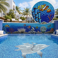 Mosaïque de verre personnalisée haut de gamme, murale sur mesure, design monde sous-marin pour parcs aquatiques, centres de villégiature, stades, piscines, murs décoratifs intérieurs