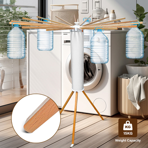 DAYOOH Séchoir à <span class=keywords><strong>linge</strong></span> moderne multifonctionnel en <span class=keywords><strong>bois</strong></span>, type trépied pieuvre, rétractable - Product Image 4