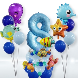 Fournitures de fête d'<span class=keywords><strong>anniversaire</strong></span> à thème Sea World Ocean Party Boy Baby Shower Baby 1st Birthday Birthday Decoration Set Ballons - Product Image 6