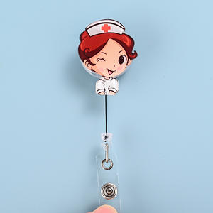 Porte-badge télescopique à boucle facile à tirer, accessoire Yilan Z268 de qualité supérieure, employés, dessin animé mignon, infirmière, médecin, badge de travail - Product Image 3