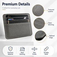 Porte-cartes de crédit fin en cuir PU écologique, multi-fentes, fenêtre d'identification avant, logo personnalisé, blocage RFID, antivol, fermeture magnétique