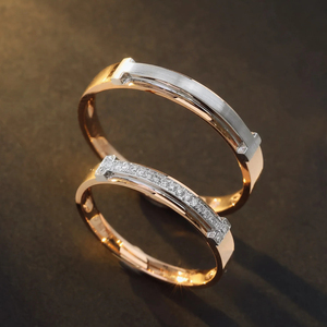 H & F perhiasan cincin pernikahan, cincin emas untuk Wom AU750 berlian alami emas putih <span class=keywords><strong>Set</strong></span> cincin pernikahan untuk pria dan wanita - Product Image 3
