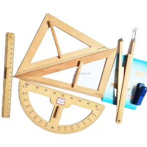 Professionele School Geometrie Wiskunde Liniaal Sets Houten Gradenboog Driehoek Linialen Leren Hout Liniaal Set