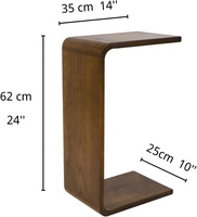Table d'appoint en bois massif d'acacia et de teck pour canapé, table d'appoint en forme de C pour salon