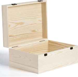 Caja de <span class=keywords><strong>madera</strong></span> grande sin terminar para decoración del hogar, organizador con tapa con bisagras, caja de almacenamiento de <span class=keywords><strong>madera</strong></span> de color <span class=keywords><strong>madera</strong></span>, cajas decorativas con tapas - Product Image 2