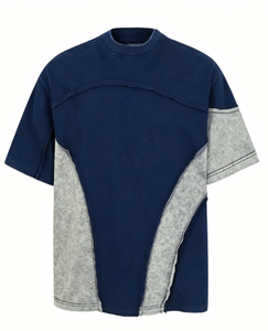 T-Shirt Vintage Lavata con Cuciture a Vista, Oversize, Stile Techwear e Streetwear, Manica Corta, Unisex, Casual, Gotico, Hip Hop - Product Image 1