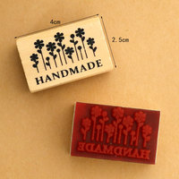 HARDWORK Tampon encreur carré en bois et caoutchouc personnalisé avec logo en relief rétro pour DIY