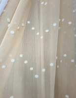 Ravissant rideau en voile transparent à pompons en forme de V, style bohème, à pois, franges, jacquard, prêt à poser, pour enfants, style girly, en tissu voile transparent.