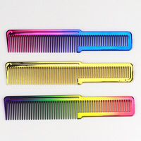 Peigne à cheveux en plastique ionique professionnel pour salon de coiffure avec finition arc-en-ciel électrolytique pour la coiffure transfrontalière pour hommes