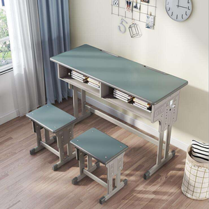 Ensemble bureau et chaise réglables en métal pour cours de tutorat – Mobilier essentiel pour bureau à domicile et chambre à coucher - Product Image 1