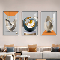 Peinture murale triptyque en porcelaine de cristal, décoration d'intérieur de luxe, cadre personnalisé, œuvre d'art animale, vente en gros