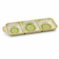 Dernière collection de vaisselle en mélamine tendance, finition mate, plat à trempette à 3 compartiments