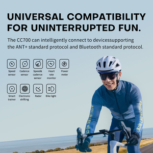 Ordinateur de vélo sans fil GEOID CC700 pour la santé et le fitness, compatible <span class=keywords><strong>Garmin</strong></span> avec Bluetooth et ANT+, compteur de vitesse et odomètre pour vélo - Product Image 4