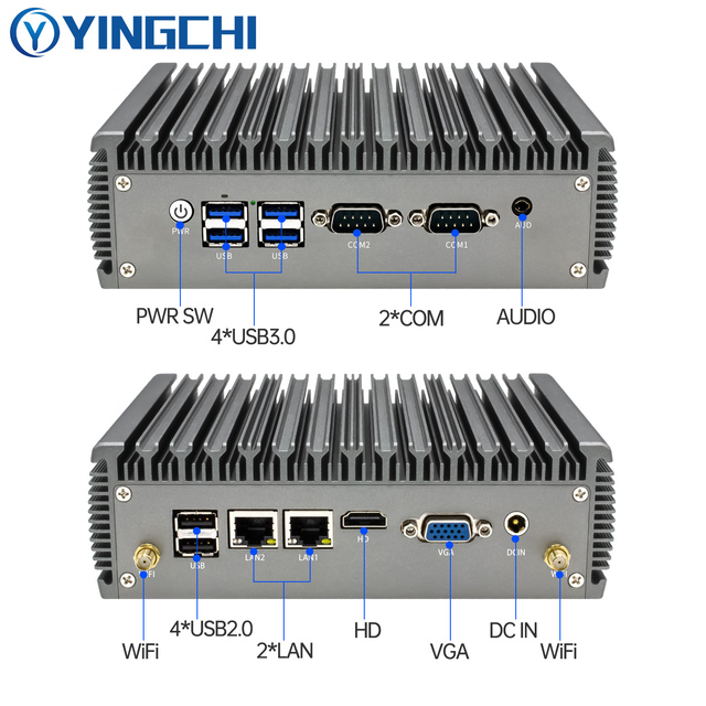YINGCHI N100 J4125 N5059 Low Power Consumption Wifi Ubuntu 24/7 h Work Fanless Mini Linux Server Fo Automation Project