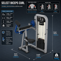 STELLARWAY Machine à Curls Biceps Professionnelle avec Câble en Acier Revêtu de Nylon de 6,35 mm pour Entraînement des Bras