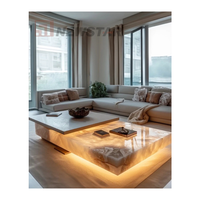 Newstar Maßgefertigter Natürlicher Moderner Luxus-Steintisch Möbel Onyx Eleganter Couchtisch aus Marmorstein und Jade