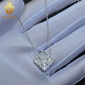 Venta al por mayor de joyería fina de Plata de Ley 925 Vvs <span class=keywords><strong>Moissanite</strong></span> <span class=keywords><strong>4</strong></span> Hojas de Trébol collar de la suerte para las mujeres de oro 18K personalizado - Product Image 6
