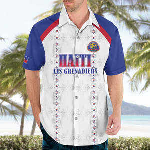 Maillot de football Haïti 2026WC pour homme, chemise hawaïenne, haut de supporter de l'équipe nationale d'Haïti, imprimé intégral, cardigan décontracté personnalisé - Product Image 2