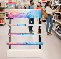 Pantalla Publicitaria para Borde de Estante, Barra Extensible, Panel LCD IPS con Iluminación de Borde, Retroiluminación LED, CMS Basado en la Nube