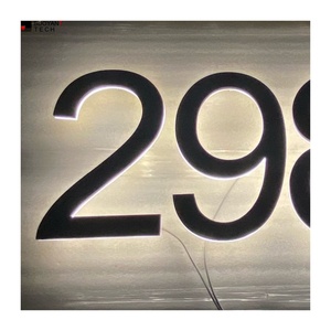 Plaque de signalisation extérieure en aluminium métallique lumineuse 3D, numéros de maison et de porte en métal éclairés, numéros de maison avec éclairage - Product Image 5