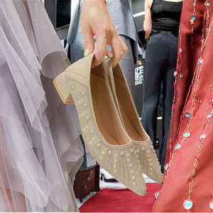 Zapatos de Tacón Grueso con Punta en Pico para Mujer, Zapatos de Vestir de Verano Ligeros y Transpirables, Estilo Slip-on para Oficina - Product Image 2