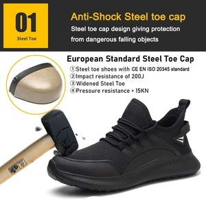 Tiger Master Protección antideslizante para los pies Anti-aplastamiento EU Puntera de acero A prueba de pinchazos Peso ligero Negro Zapatillas de seguridad para hombres - Product Image 4