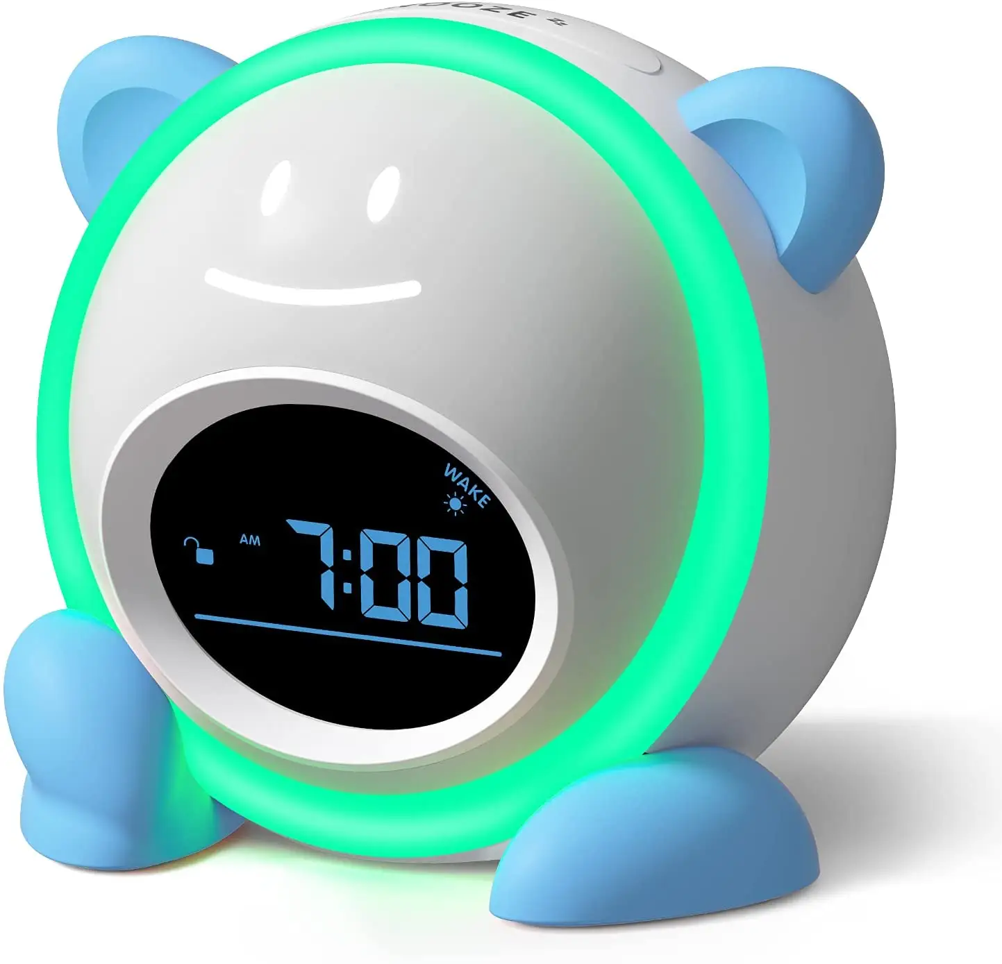 Kids Toddlers Alarm Clock Night Light Children Sleep Trainer Clock Face Expressions Nap Timer Sleep Sound Machine Wake up Light