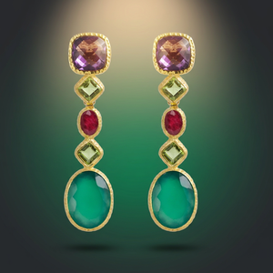 Pendientes de Aro de Ónix Chapados en Rodio Hechos a Mano en Acero Inoxidable, Estilo Boho Moderno para Mujer - Product Image 3