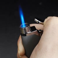 Briquet à gaz moderne BD418 coupe-vent en métal avec flamme rouge pour cadeaux d'affaires en gros
