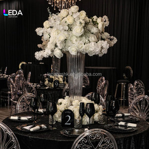 LEDA Hot Sale Cylinder Glass Vase <b>Clear</b> Crystal Tall Vase Wedding Centerpiece Vases for Wedding Decoration - Product Image 2