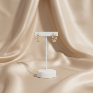 Pendientes de Botón de Oro Amarillo Sólido de 18K con Diseño Vintage Elegante y Diamantes Naturales Reales para Mujer, Regalo de Aniversario de Bodas - Product Image 4