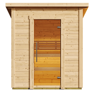 בית סאונה עץ מסורתי 4 אנשים עם דלת זכוכית חימום חשמלי דלת זכוכית לחצר חצר חצר אחורית חיצונית - Product Image 2