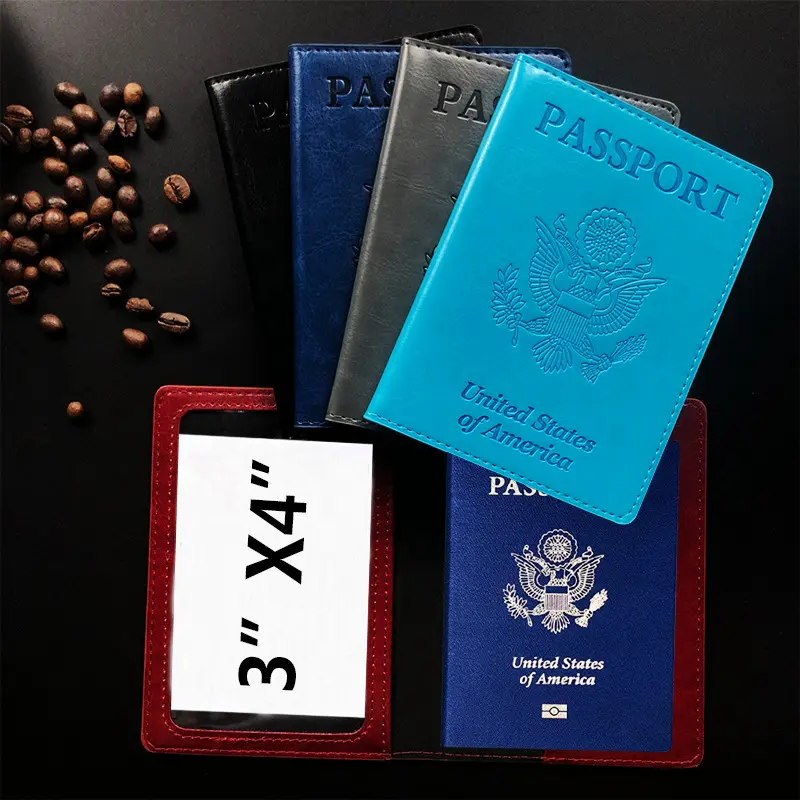 2024 nouveau 4x3 pouces porte-carte de vaccin protecteur PU cuir passeport et couverture de carte de vaccination portefeuille de voyage porte-passeport