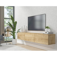 Salon en bois Divertissement TV Stand Up TV Console multimédia murale Support TV flottant