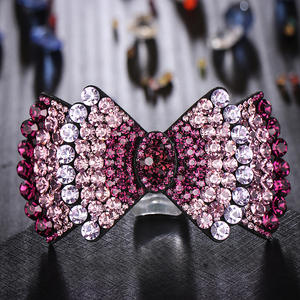 <span class=keywords><strong>Barrette</strong></span> en cristal pour femmes, gros nœud papillon, épingle à cheveux, accessoires géométriques, vente en gros, HX-179 - Product Image 6