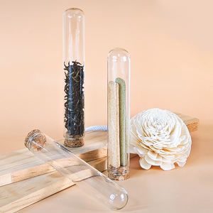 Venta al por mayor de grado alimenticio de fondo plano de 25mm de diámetro Highness pequeños Mini viales de tubo de vidrio de lado recto con tapones de corcho - Product Image 4