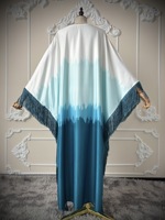 Robe longue abaya en satin ombré pour femme, manches chauve-souris, franges à pampilles, dégradé de couleurs, kaftan musulman, robe islamique modeste, plusieurs couleurs