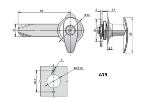 Cerradura de gabinete con manija en T eléctrica industrial de aleación de Zinc de color plateado LIDA A19 con cerradura y llave - Product Image 2