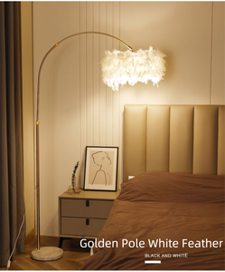 Lampe <span class=keywords><strong>sur</strong></span> <span class=keywords><strong>pied</strong></span> simple, créative et moderne en fer E27 avec plumes jaunes pour salon, chambre à coucher, chevet, veilleuse - Product Image 4